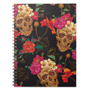 Carnet Fleurs du crâne : Arrière - plan foncé sans coutur