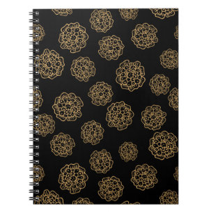 Carnet Fleurs élégantes d'Halloween jaune doré sur fond n