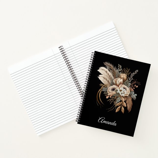 Carnet Fleurs Élégantes Feuillage et plumes (Intérieur)