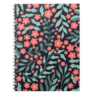 Carnet Fleurs en fleurs de style rétro rose dans le style