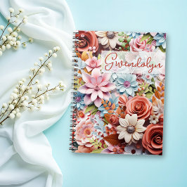 Carnet Fleurs en papier personnalisées reliées en spirale