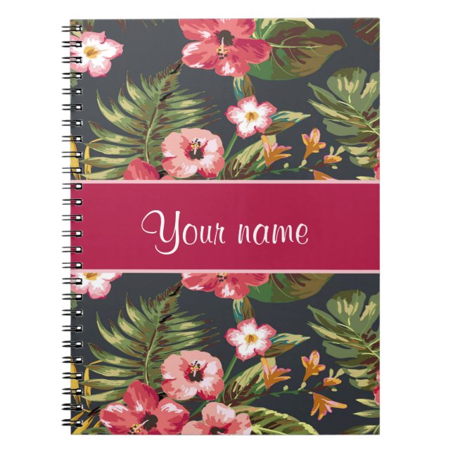 Carnet Fleurs et feuille tropicaux élégants de ketmie (Devant)