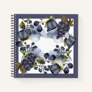 Carnet Fleurs et fruits bleus dans le cadre