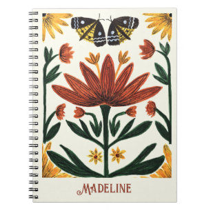 Carnet Fleurs et papillons symétriques abstraits