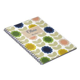 Carnet Fleurs et tiges rétro groovy d'été