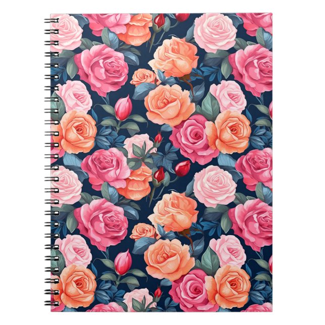 Carnet Fleurs florales roses Motif-80037 (Devant)