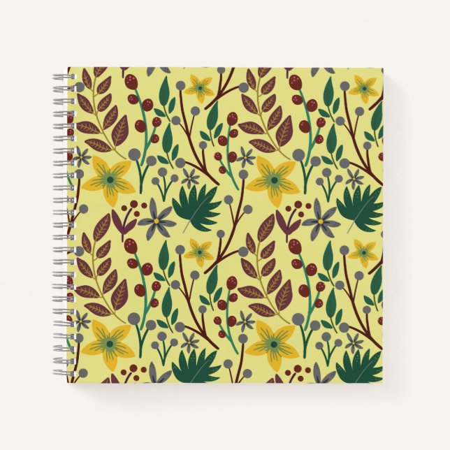 Carnet Fleurs florales sans coutures motifs, feuilles, br (Devant)