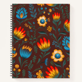 Carnet Fleurs folkloriques polonaises Wycinanki Brown