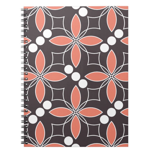 Carnet Fleurs géométriques, motif artistique vintage. (Devant)