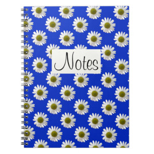 Carnet Fleurs imprimés floraux marguerites sur le bleu co