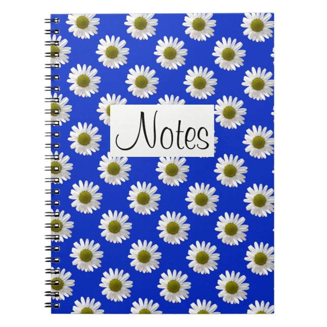 Carnet Fleurs imprimés floraux marguerites sur le bleu co (Devant)