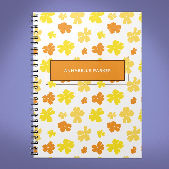 Carnet Fleurs jaunes et orange modernes personnalisées (Créateur téléchargé)