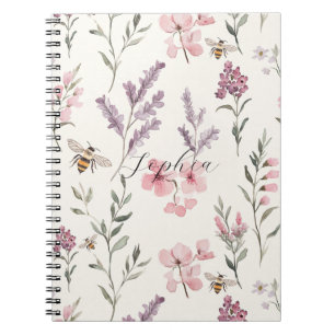 Carnet Fleurs Lavande Rose Abeilles