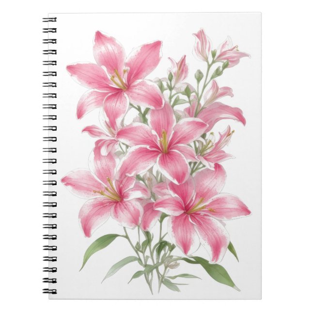 Carnet Fleurs Lys Roses (Devant)