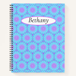 Carnet Fleurs Magenta aux formes bleu ciel et violet