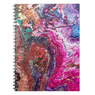 Carnet fleurs magiques Abstraites rose or orange bleu
