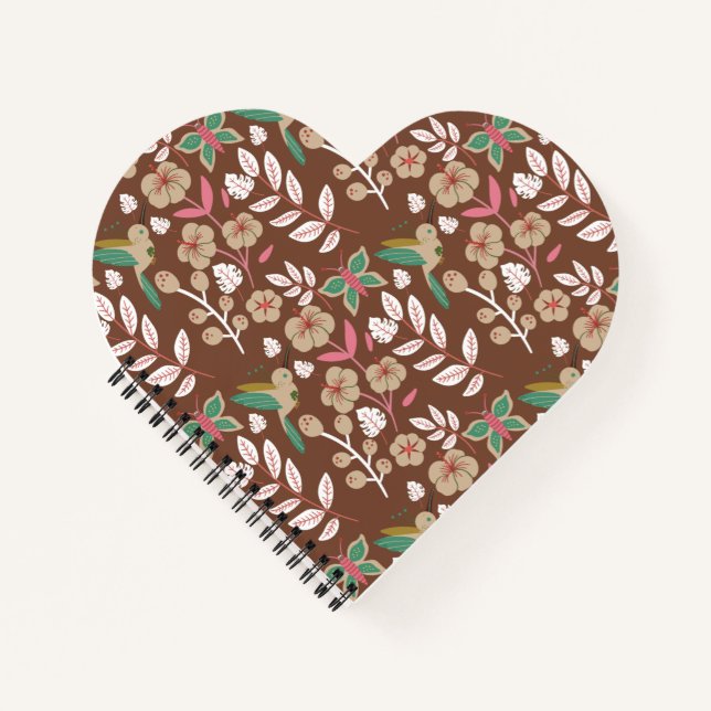 Carnet Fleurs motifs florales sans soudure, feuilles, pap (Devant)