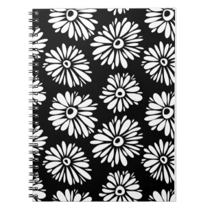 Carnet Fleurs noires et blanches funky
