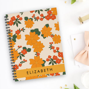 Carnet Fleurs Oranges, Motif De Fleurs, Votre Nom