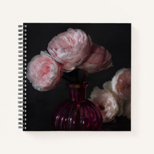 Carnet Fleurs Pale Pink Peonies dans Vase
