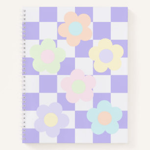 Carnet Fleurs pastel et damier mou