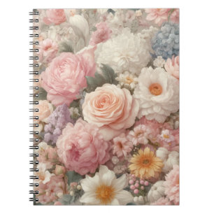 Carnet Fleurs Pastel Motif Floral Rose Chic Usé