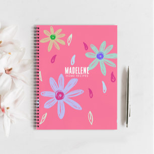 Carnet Fleurs Pastel Nom Monogramme Recette rose
