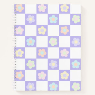 Carnet Fleurs Pastel Violet à Damier