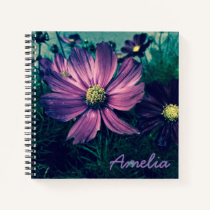 Carnet Fleurs pourpres foncées personnalisées