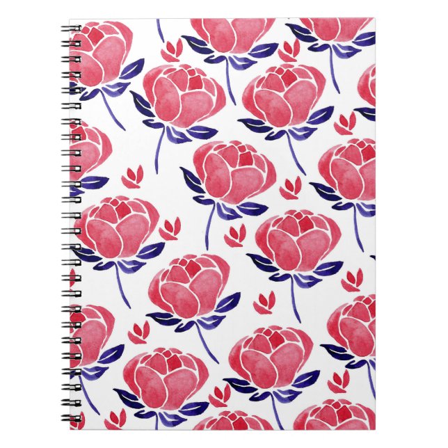 Carnet Fleurs printanières, aquarelle motif sans couture. (Devant)