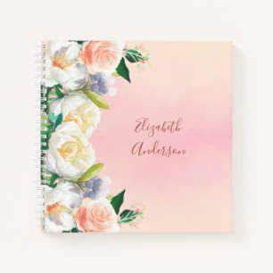 Carnet Fleurs rose blanc nom