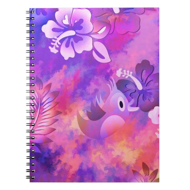 Carnet Fleurs roses Abstraites et art des oiseaux (Devant)