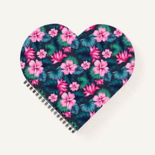 Carnet Fleurs roses avec motif de feuilles vertes-79066