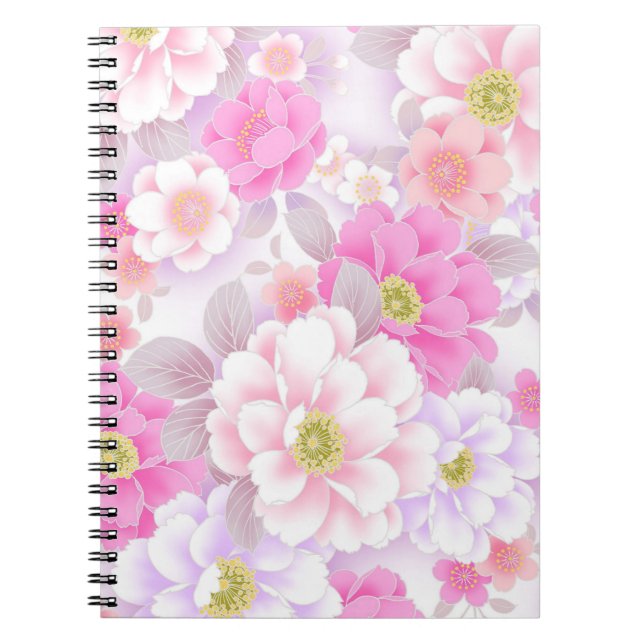 Carnet Fleurs roses douces (Devant)