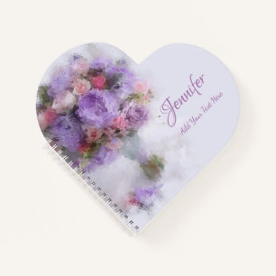 Carnet Fleurs Roses Élégant peinture à l'huile Modèle