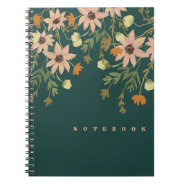 Carnet Fleurs roses et orange en vert