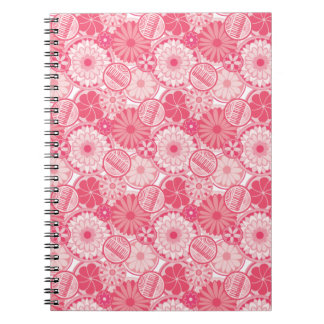 Carnet Fleurs roses et pianos
