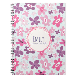 Carnet Fleurs roses mignonnes Motif Whimsical Personnalis