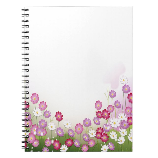 Carnet Fleurs roses, pourpres et blanches (Devant)