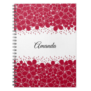 Carnet Fleurs rouges marguerites sur arrière - plan blanc