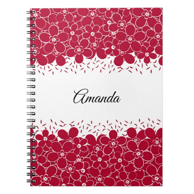 Carnet Fleurs rouges marguerites sur arrière - plan blanc (Devant)