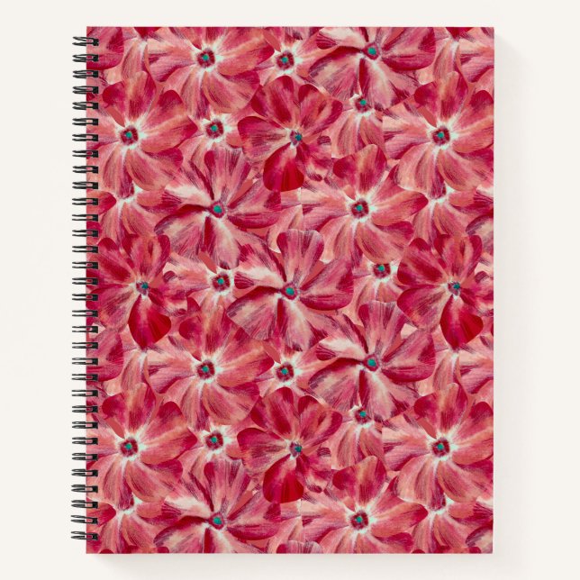 Carnet Fleurs rouges modernes aquarelle motif floral (Devant)