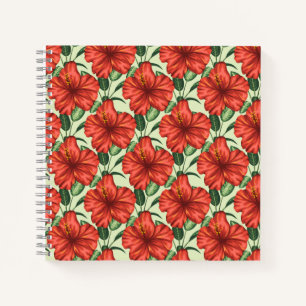Carnet Fleurs rouges motifs à fleurs tropicales