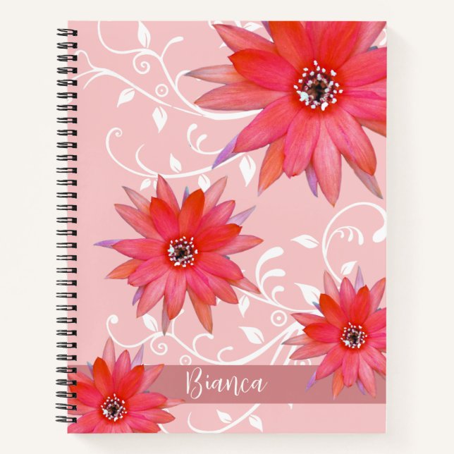 Carnet Fleurs rouges Whimsical Feuilles Tourbillonnant Aj (Devant)