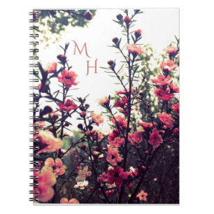 Carnet Fleurs sauvages à fleurs roses Monogramme de prair