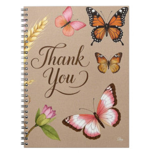 Carnet Fleurs sauvages bohémiens, papillons, tiges de blé