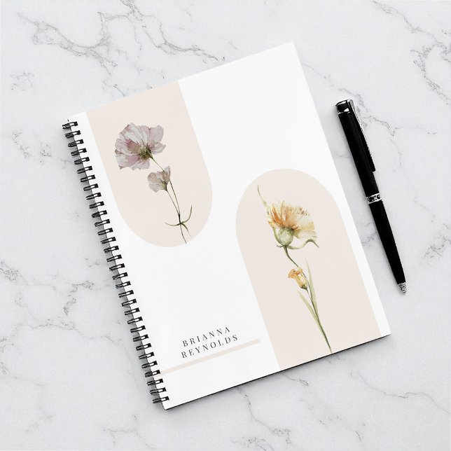Carnet Fleurs sauvages Boho modernes simples sur blanc (Créateur téléchargé)