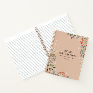 Carnet Fleurs sauvages boho - Palette neutre - Votre nom