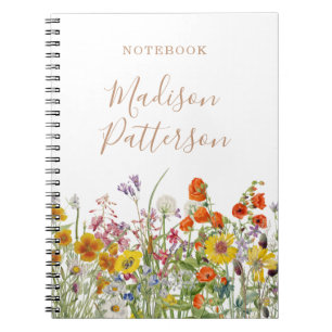 Carnet Fleurs sauvages colorées Pays Nom personnalisé