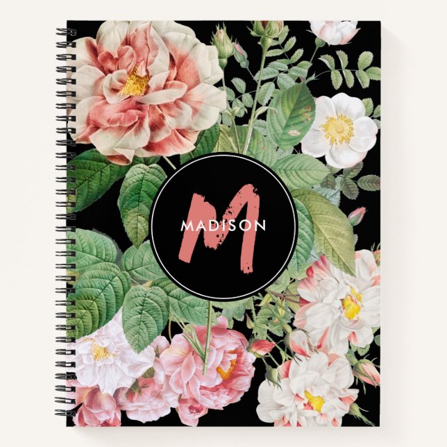 Carnet Fleurs sauvages d'aquarelle Rose noir rose (Devant)
